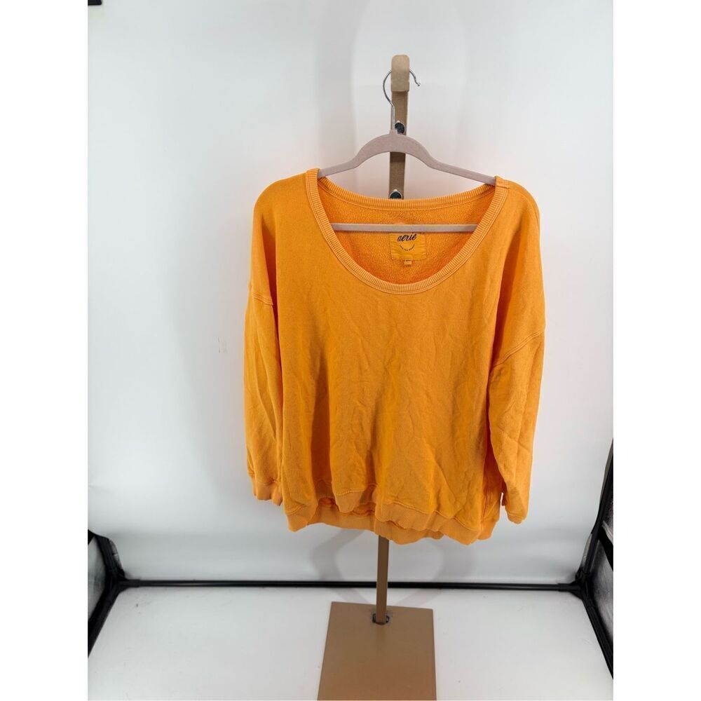 Aerie yellow orange women’s sweatshirt size medium 100% cotton - Picture 9 of 12